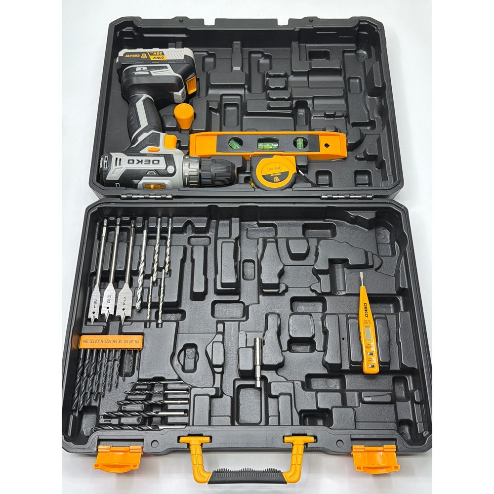 DEKO 20V Max Cordless Drill Driver Set with‎ Battery Bits and Case DKCD20XL01